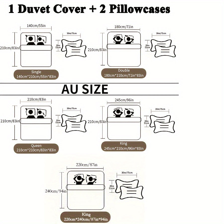 3-piece Duvet Cover Set with Fashionable Love Leopard Print, Includes 1 Duvet Cover and 2 Pillowcases (Core not included). Soft and Comfortable Bedding Set for Bedroom or Guest Room.