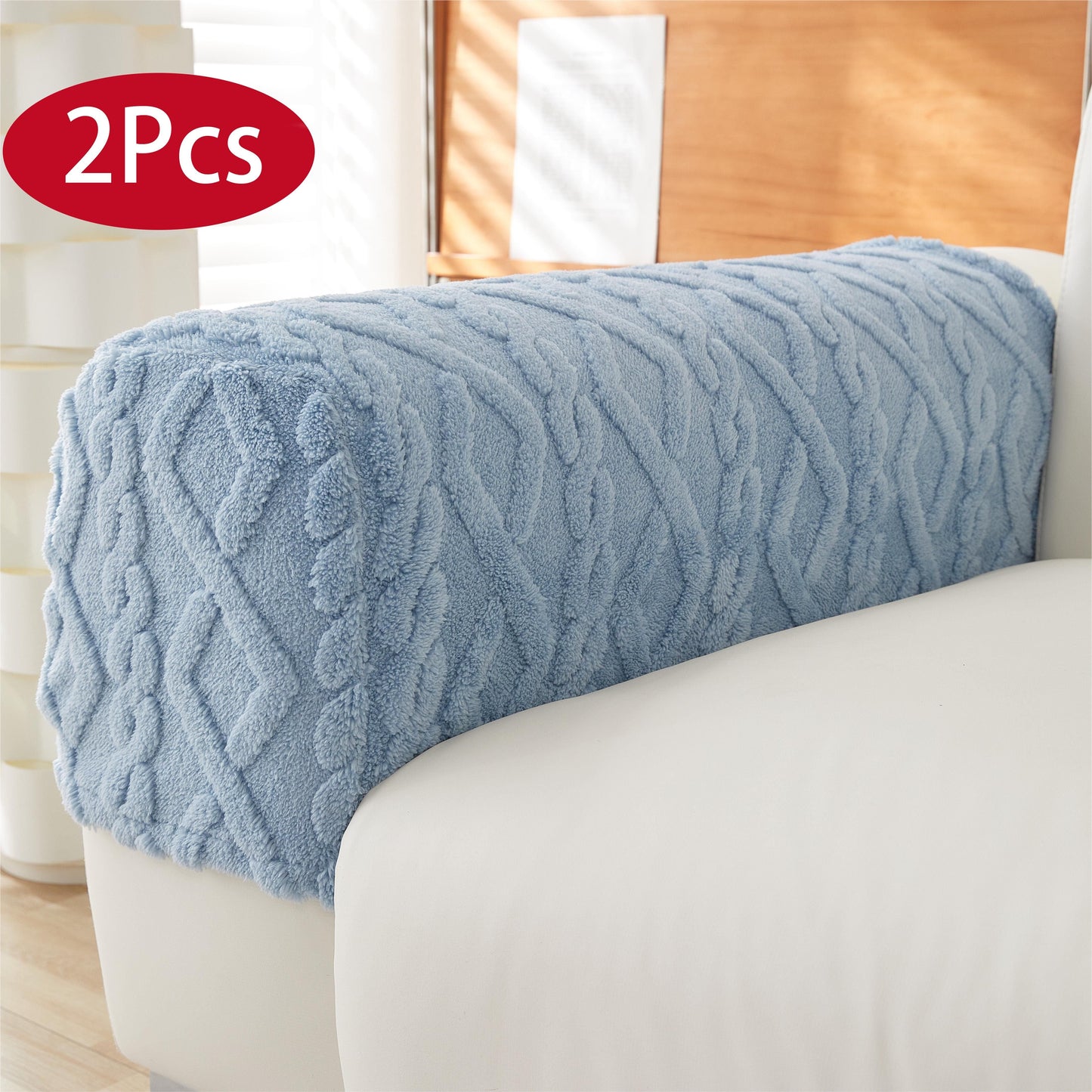 New 2pcs: Classic Sofa Armrest Cover, Elastic and Washable, Anti-Stain and Wear-Resistant.