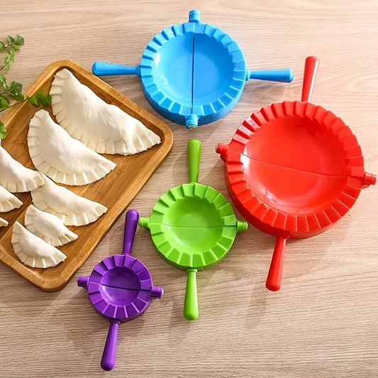 One Magic Dumpling Maker Kit that includes tools to mold ravioli, empanadas, momos, gyozas, pot stickers, Jamaican beef patties, pierogi, calzones, as well as a wonton dough press and pasta making tools. Available in sets of 1 piece or 4 pieces.