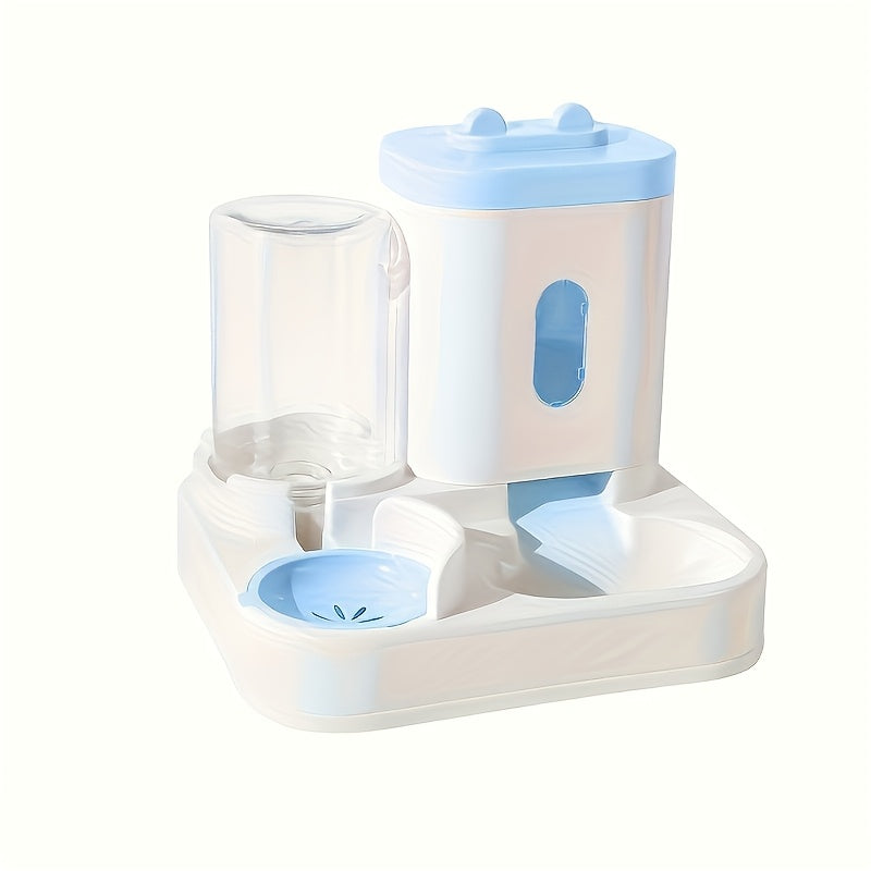 Combined automatic cat feeder and water dispenser for cats, non-electric and neck-friendly option for food and water.