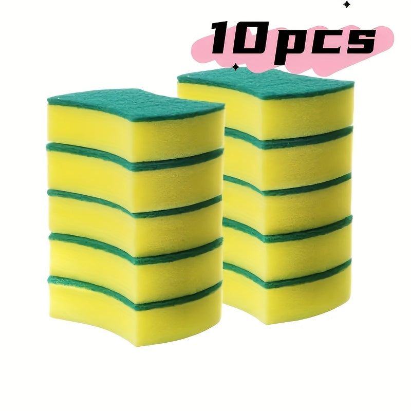 10/12/24 pieces of versatile kitchen sponges: Exceptionally absorbent, capable of removing rust and grease from pots, dishes, and furniture - featuring a durable double-layer design with abrasive fibers for enhanced grip.