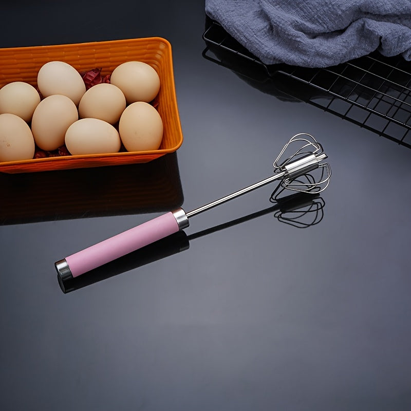 Essential Kitchen Gadget: Hand-Powered Stainless Steel Semi-Automatic Egg Whisk for Effortless Whisking, Beating, and Stirring