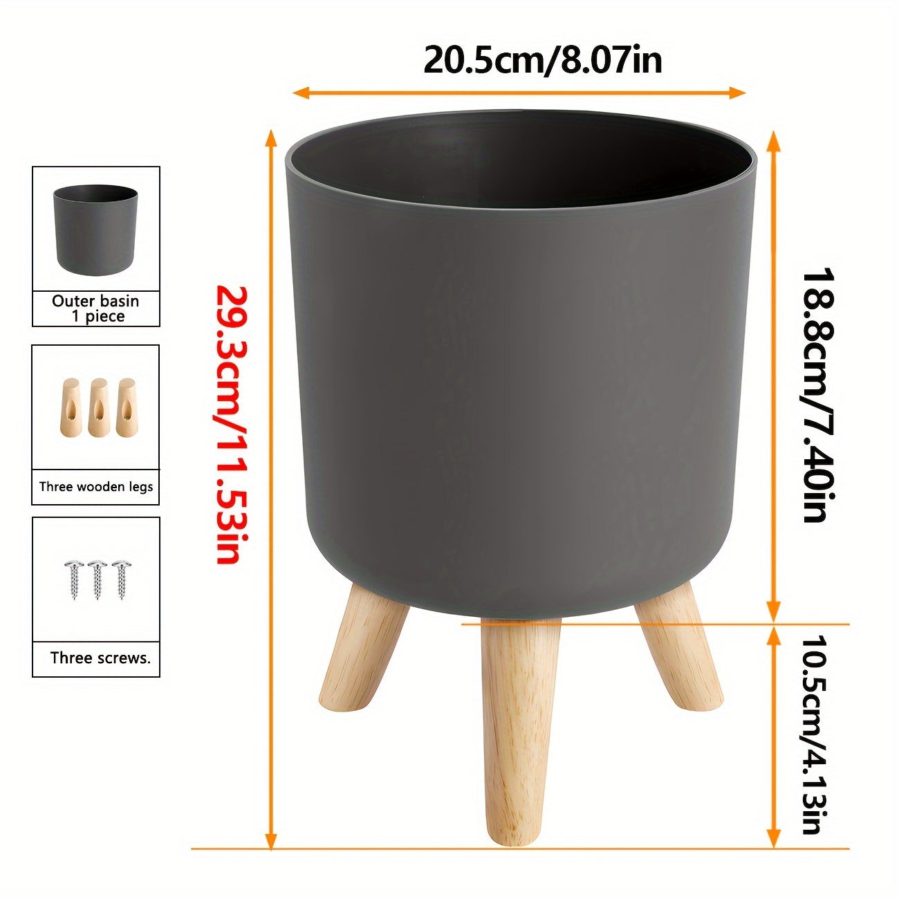 Wooden leg planter for indoor/outdoor use in home or office, suitable for various plants.