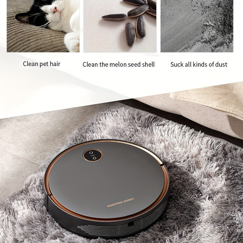 Robot vacuum cleaner with infrared sensing, rechargeable lithium battery, dual power options, US plug, ideal for home and pet owners.