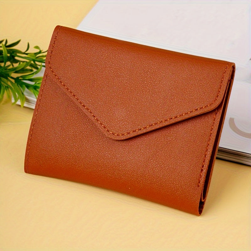 Women's credit card holder with 6 card slots, girl's wallet, fashionable money clip, PU ticket holder, coin purse, lightweight ID holder, snap closure ID holder, and ticket holder.