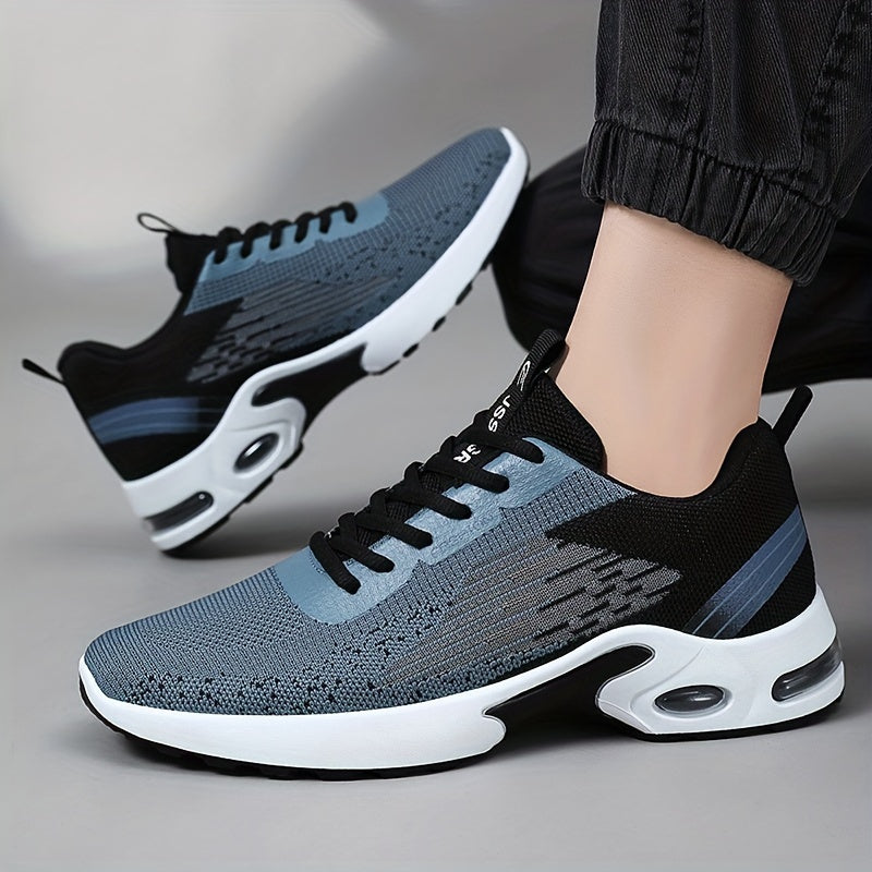 Men's color-blocked lace-up running shoes, breathable and durable, perfect for outdoor activities.