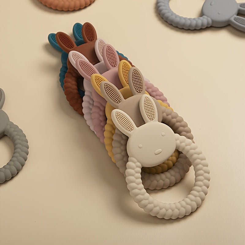 Silicone Teething Toy for Babies - Cute Rabbit Design, Safe for Chewing and Soothing Gums, Perfect for Newborns