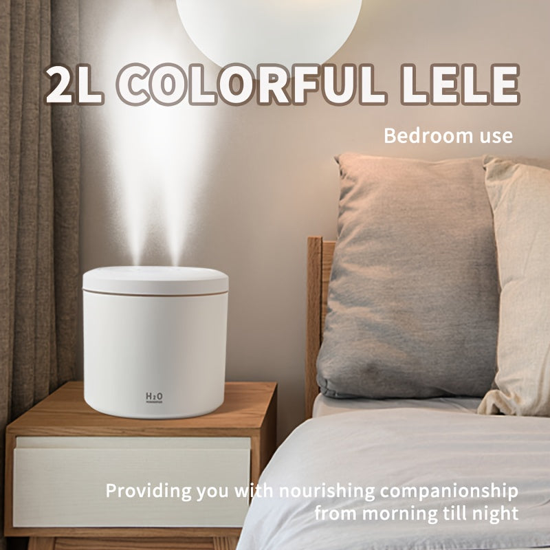 Compact 2L Warm Wave Humidifier with Colorful Aromatherapy Diffuser - USB Powered, Quiet Operation, Auto Shut-Off, for Home & Office Desk.