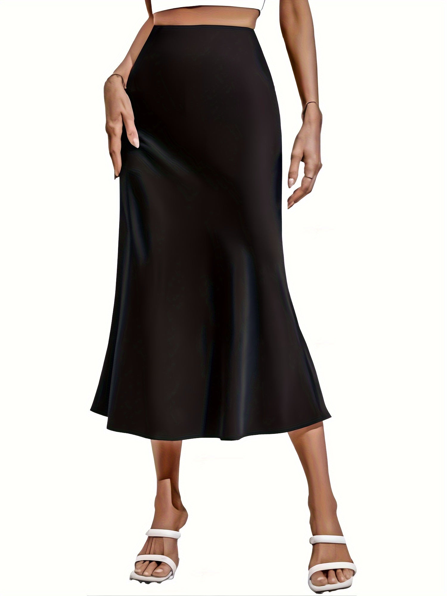 High waist mermaid skirt in solid color, perfect for spring and summer. Elegant, bodycon midi skirt for women.