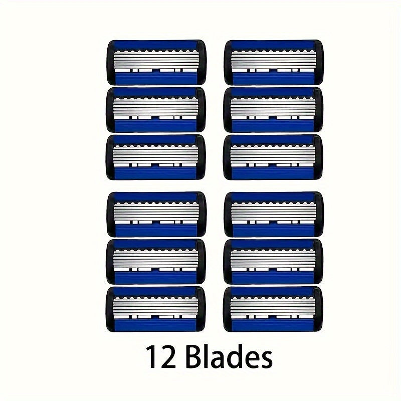 Premium 6-Layer Stainless Steel Razor Blades with Metal Stand for Smooth Shaving