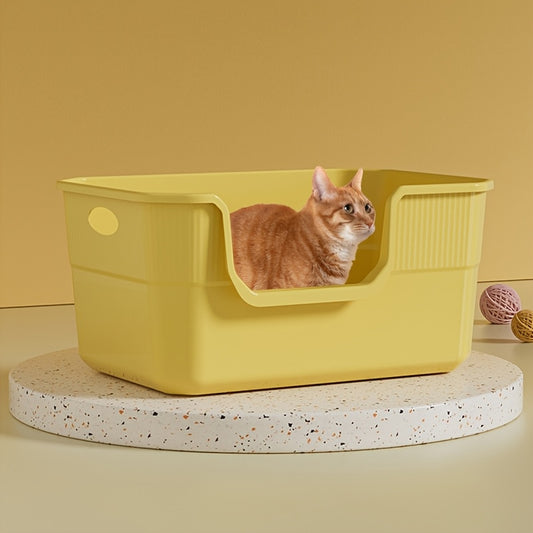 XL Cat Litter Box with Splash Protection, Semi-Enclosed & Open Design, Includes Scoop and Deodorant Bag