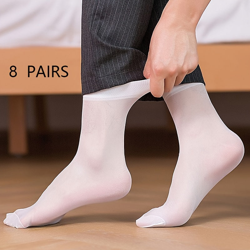 Set of 8 odor-resistant and wear-resistant men's steel stockings for summer, featuring breathable mid-tube design suitable for business attire.