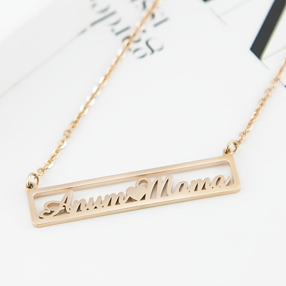 Personalized Stainless Steel Hollow Name Pendant - Stylish Bohemian Heart Necklace for Couples, Ideal for Special Occasions and Presents, Unique Design, Intricate Hollow Detailing