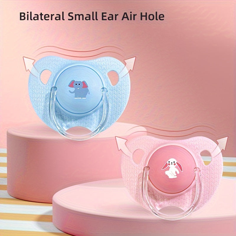 Silicone pacifier for newborn babies designed in a cartoon pattern of a thumb shape, suitable for soothing toddlers, with a PP storage box included.