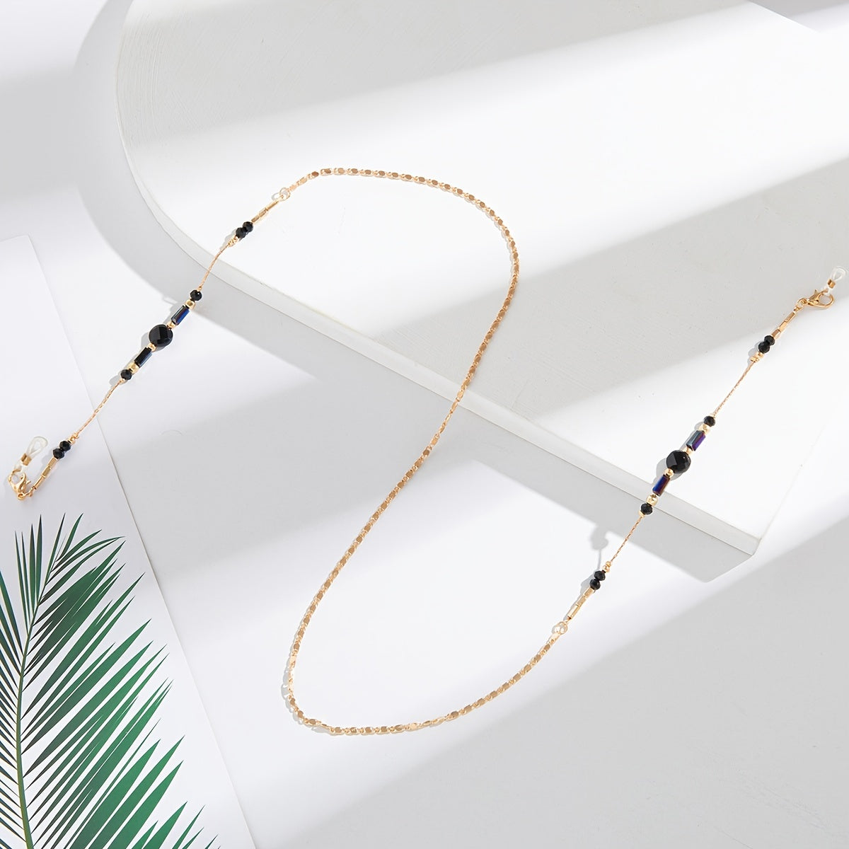 Elegant Crystal Glasses Chain Sunglasses Holder, Stylish Gold Beaded Eyewear Strap, Glasses Necklace