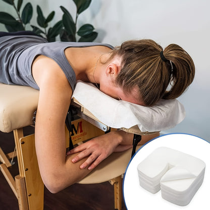 200 Soft Non-Woven Disposable Face Cradle Covers for Massage Tables & Chairs - Ideal for Spa Facial Rest, White