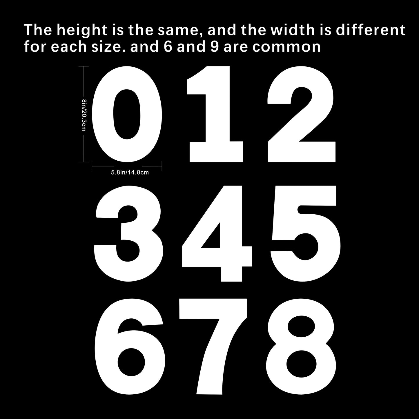 Set of 9 Number Cake Stencils, Flat Plastic Templates for Cutting Numbers 0-8, Ideal for DIY Cakes and Cookies, Available in 20.32cm, 25.4cm, and 30.48cm sizes.