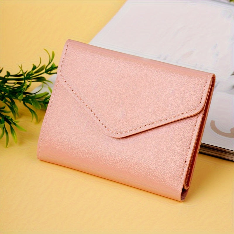 Women's credit card holder with 6 card slots, girl's wallet, fashionable money clip, PU ticket holder, coin purse, lightweight ID holder, snap closure ID holder, and ticket holder.