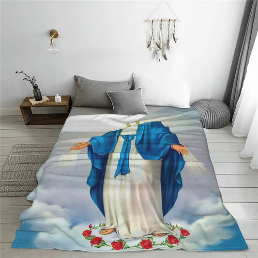 Virgin Mary Blanket - Our Lady Of Guadalupe Flannel Blanket, a Cozy and Fuzzy Gift for Mom. Perfect for Sofa, Couch, Bedding, or Living Room.