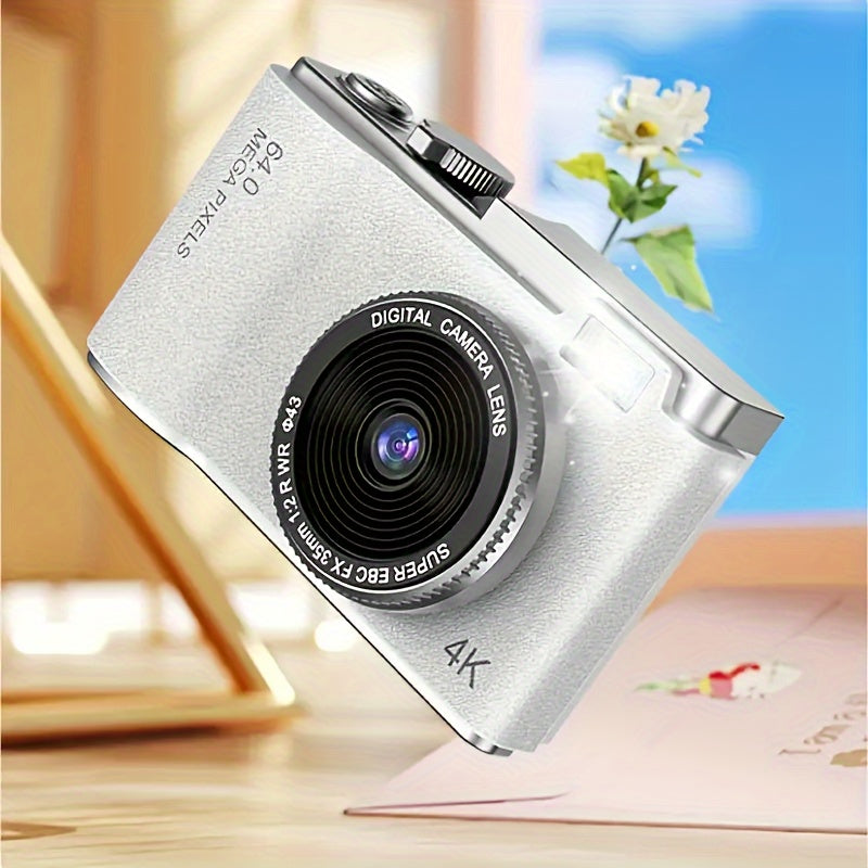 16X Zoom HD Digital Camera for Beginners with USB rechargeable camcorder, webcam function. Ideal gift for teens and holidays. Available in white, pink, purple, green.