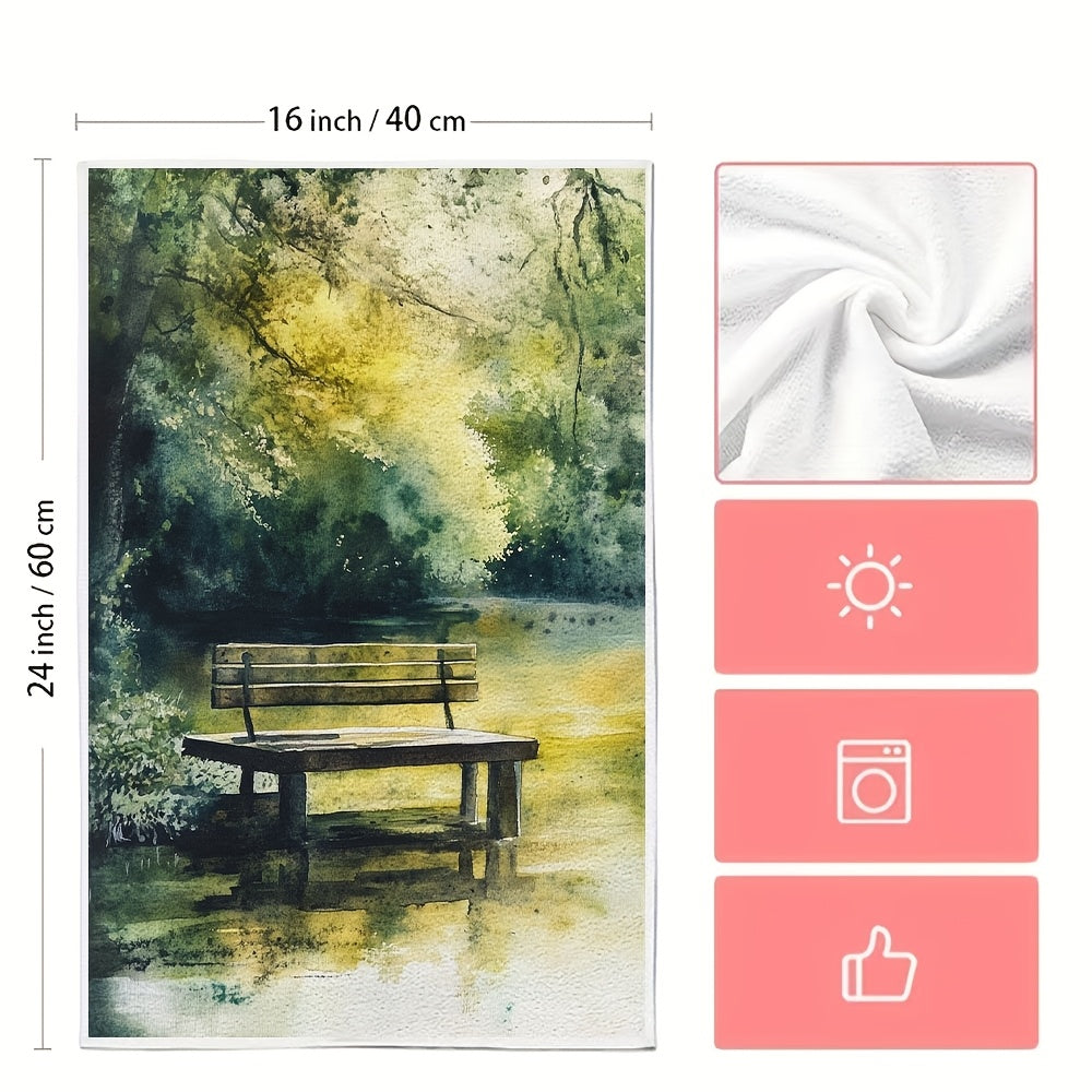 Set of 2 Kitchen Towels - Featuring the Serene Beauty of a Peaceful Garden, Luxuriously Soft and Absorbent Dish Hand Towels for Holiday Decorating, Easy to Clean in the Washing Machine, Size 16x24 Inches_ Item Code: 2KYSYS1218638