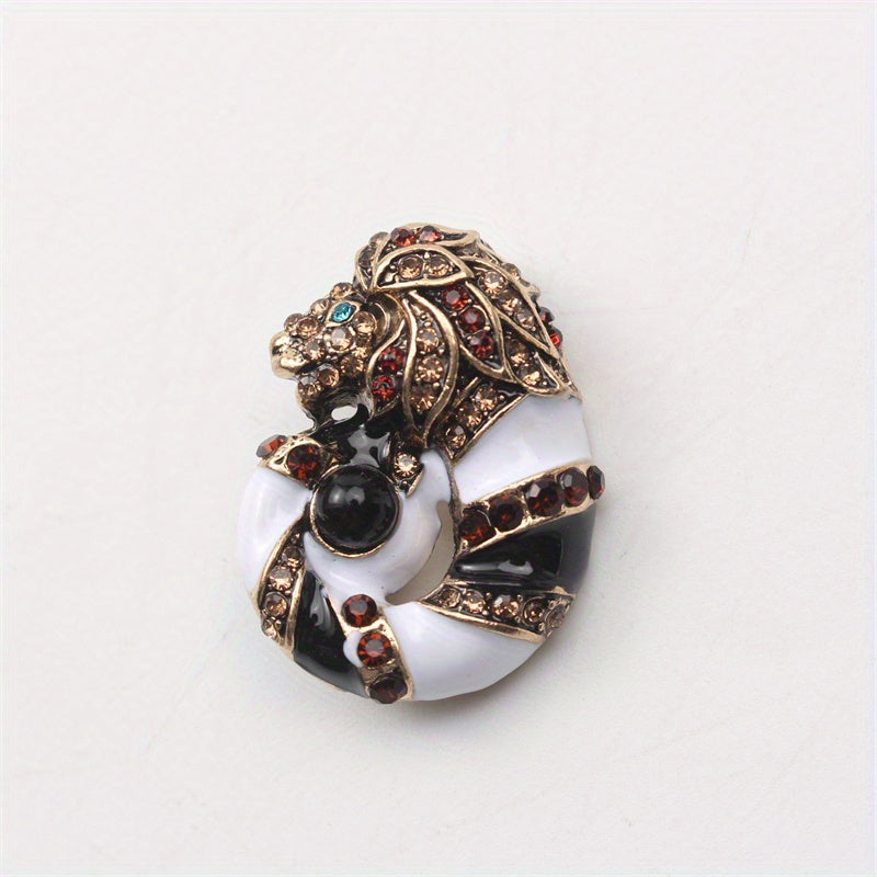 Timeless Conch & Lion Brooch with Vintage Charm, Stylish Accessory for Women, Embellished with Rhinestones & Enamel, Unique Animal Shape, Exclusive Fashion Statement, Artistic Design, Perfect Addition to Women's Wardrobe