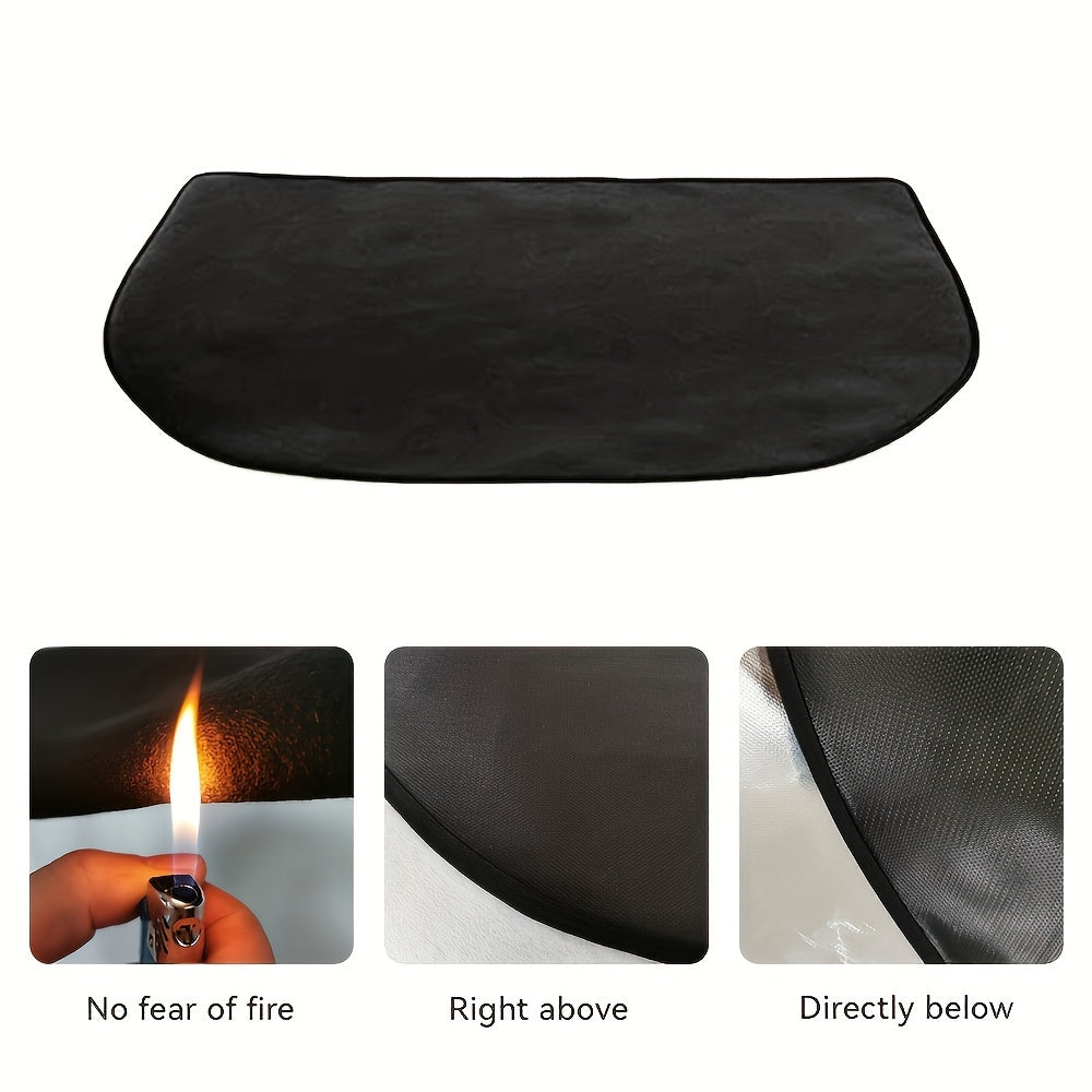 Flame Retardant Fireplace Mat, Heat-Resistant Double-Layer Glass Fiber Silicone Blanket, Large Rounded Corner Design, Essential Home Safety Tool