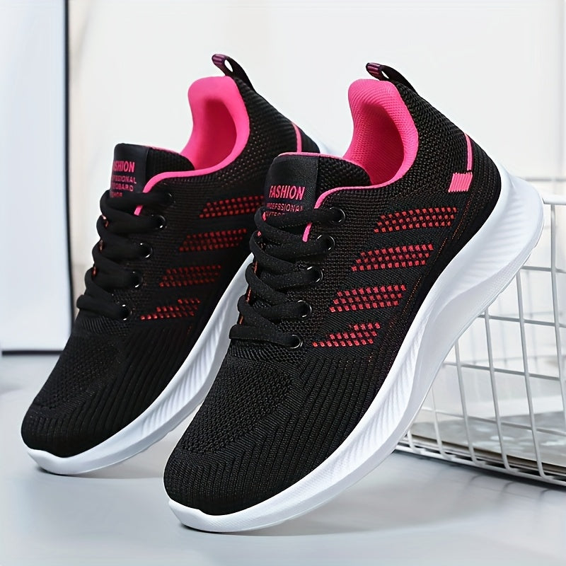 Women's breathable running sneakers with lightweight design, lace-up closure, comfortable fabric, PVC sole, and round toe for outdoor training.