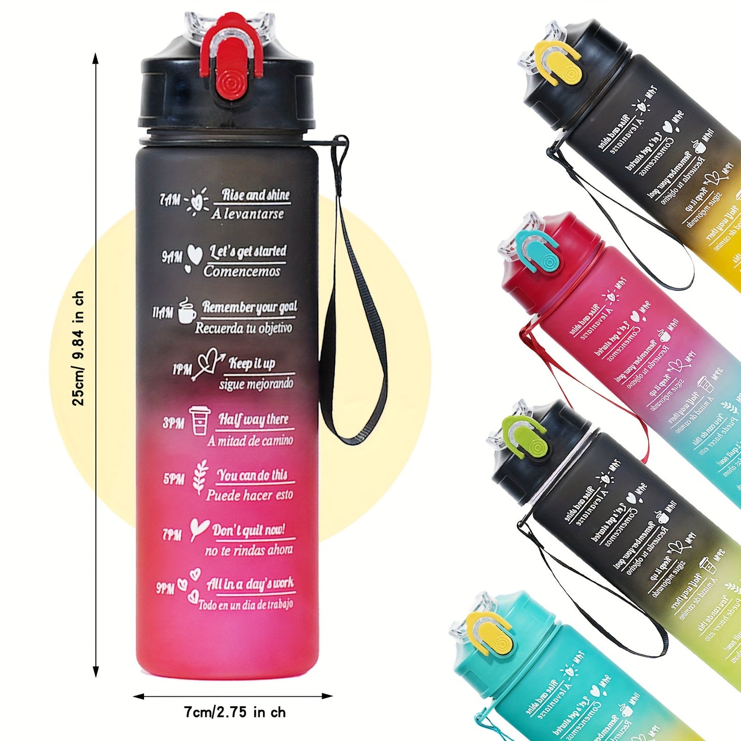 Large capacity 1pc water bottle of 300ml/800ml for outdoor sports, fitness, and camping. Portable and suitable for travel.