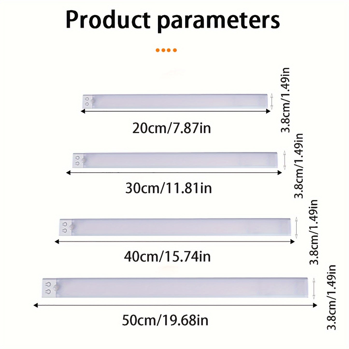 Ultra-thin LED light strip with human body sensing, multi-mode switching, wall-mounted design, and rechargeable lithium battery. Ideal for kitchen, wardrobe, bedroom, wine cabinet.