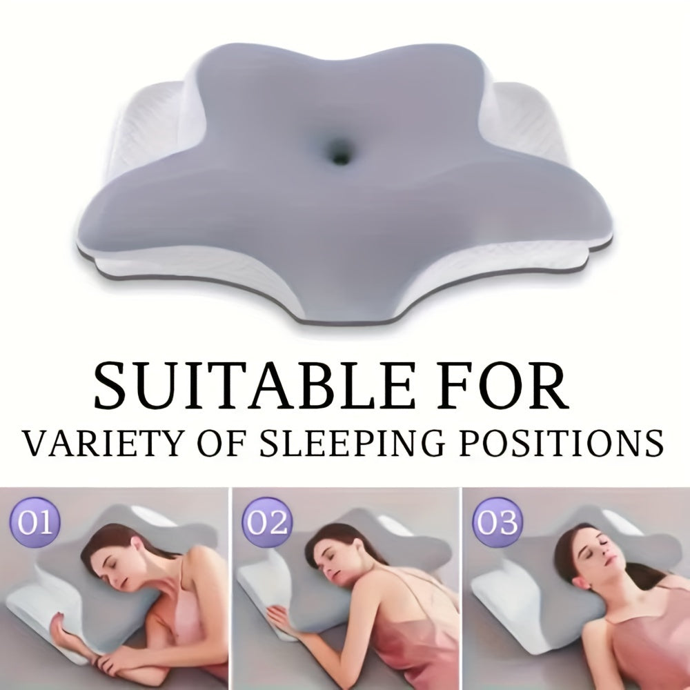 1pc Butterfly-Shaped Neck Pillow for Relaxing Sleep, Cooling Orthopedic Pillow, Hand Washable, Grey, Contoured Design for Neck Alignment & Pressure Relief.