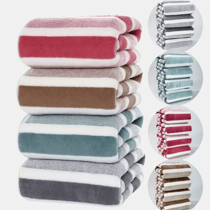 Set of 4 space-themed microfiber bath towels, highly absorbent, durable and made of 80% polyester and 20% nylon. Each towel measures 69.85cm x 139.7cm, perfect for a year's use. Includes wash cloths.