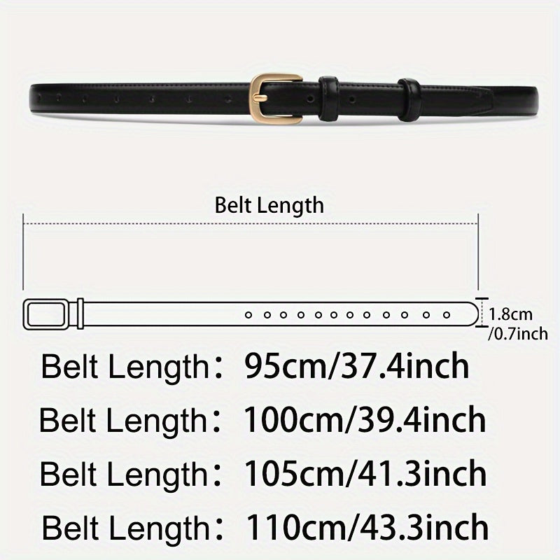 Women's faux leather black belt with pin buckle for jeans, from a luxury brand, chic and stylish waistband for ladies.