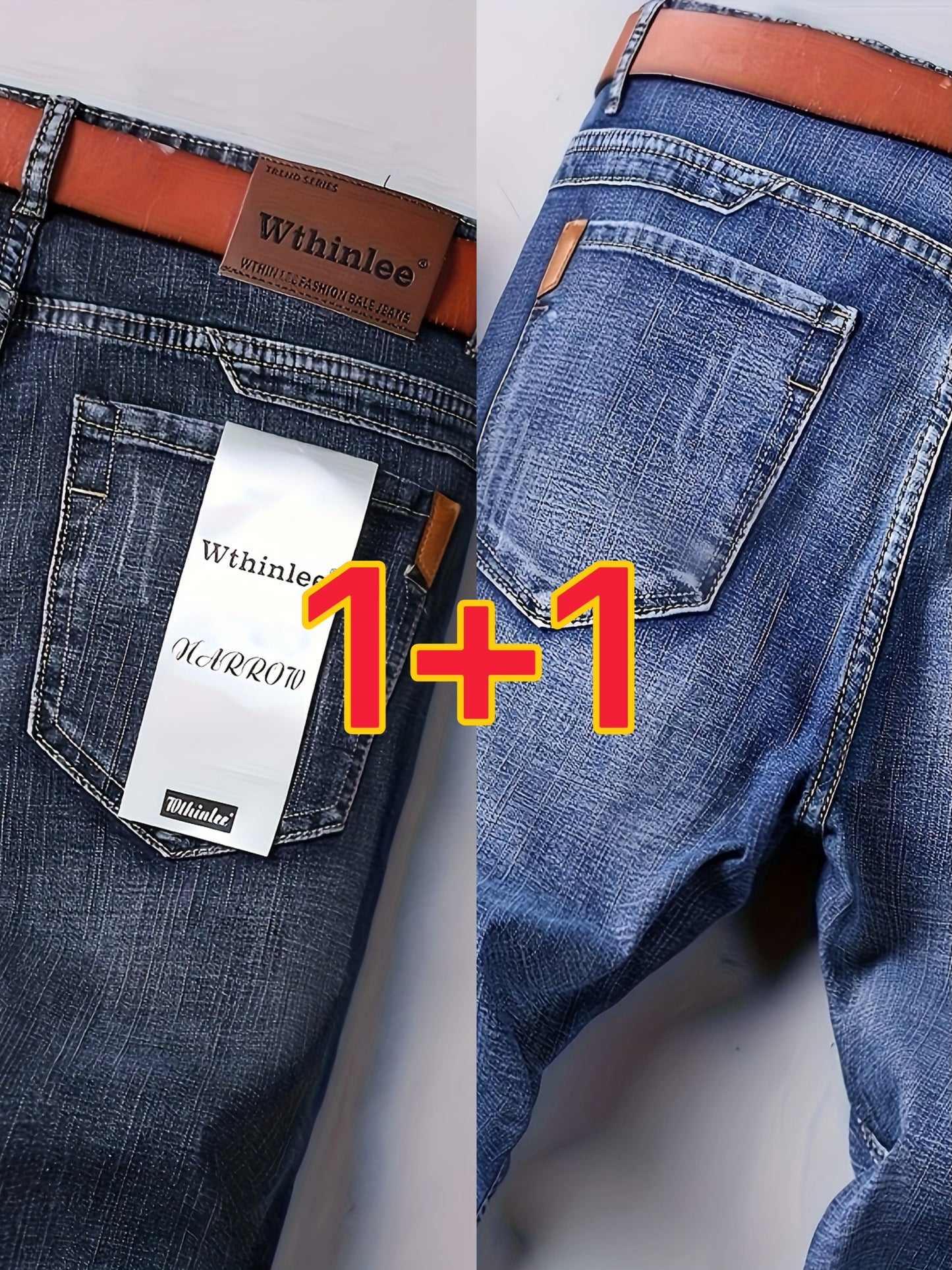 2 ta erkaklar uchun denim shimlar, tashqi faoliyatlar uchun cho'ntaklar bilan