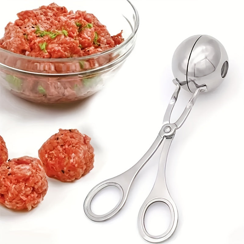 Stainless steel meat ballers with anti-slip handles for making meatballs, rice cakes, cookie dough scoops.