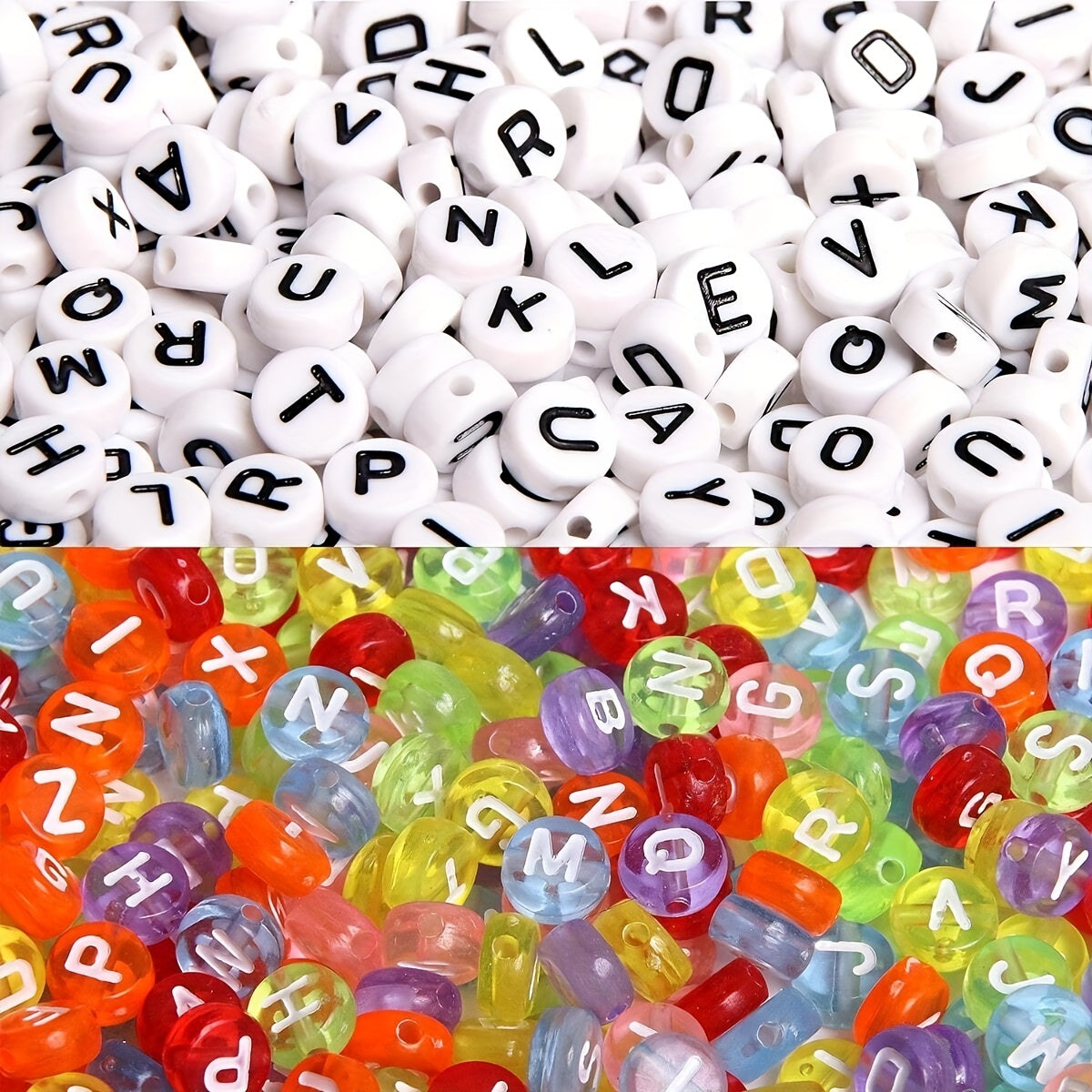 700 pieces of round letter beads in 7 different colors, ideal for creating jewelry such as necklaces and bracelets. These acrylic alphabet and number beads are perfect for DIY projects.