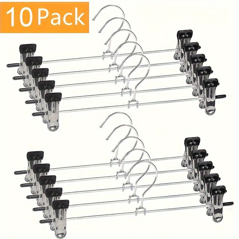 Get ready to efficiently organize your clothes with this set of 5/10pcs versatile clothes hangers featuring clips. These hangers are windproof and offer a space-saving storage solution for pants, bras, scarves, underwear, and more. Perfect for use in