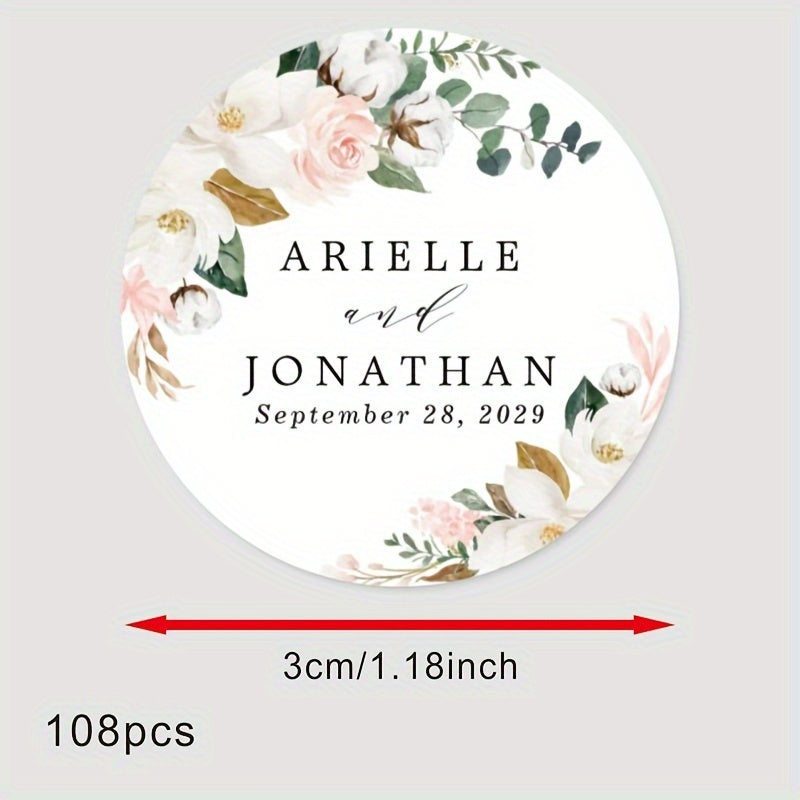 Personalized Round Labels for Bridal Showers - Custom Thank You Stickers with Name & Date, Matte Finish on Recyclable Paper