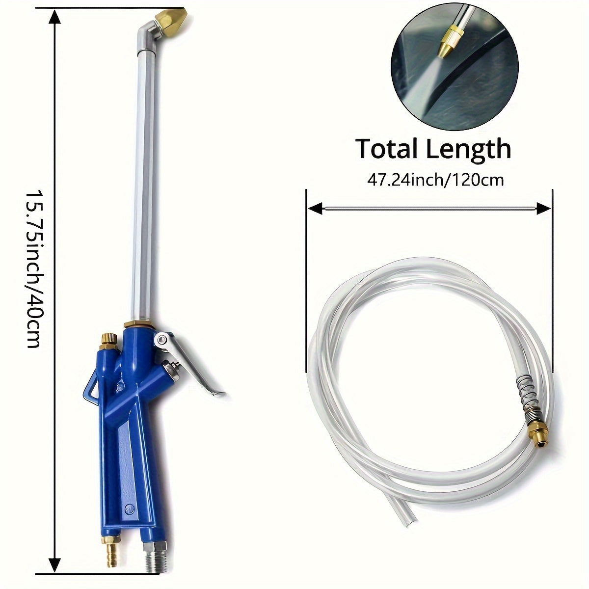 1pc NewShark Stainless Steel Air Blow Gun with 4-foot hose for manual operation, no battery needed.