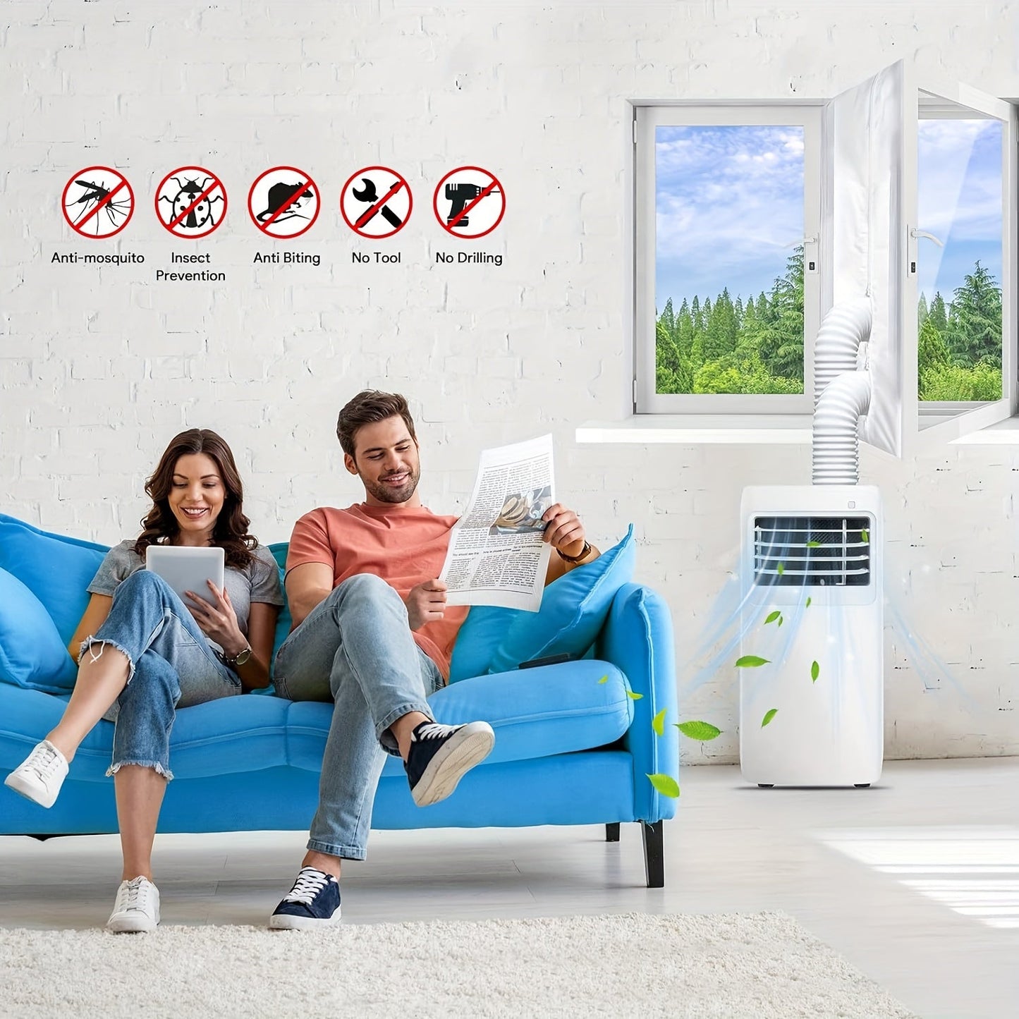 Experience cool comfort wherever you go with the 2024 Upgraded Portable Air Conditioner Window Kit. This 1pc kit includes a 400CM AC Casement Seal, Hot Air Stopper, Zip & Adhesive Fastener, making it easy to install and use without the need for