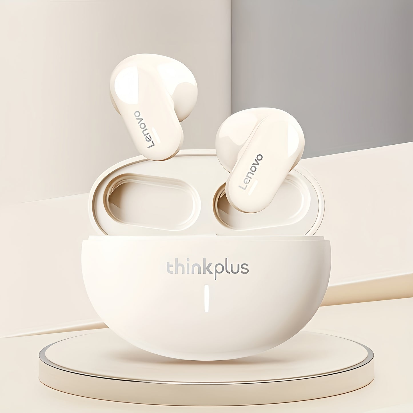 Lenovo True Wireless Earbuds with HiFi Sound, 360° Surround, Dual Host, USB-C Charging, and Long Battery Life for Daily Music Use.