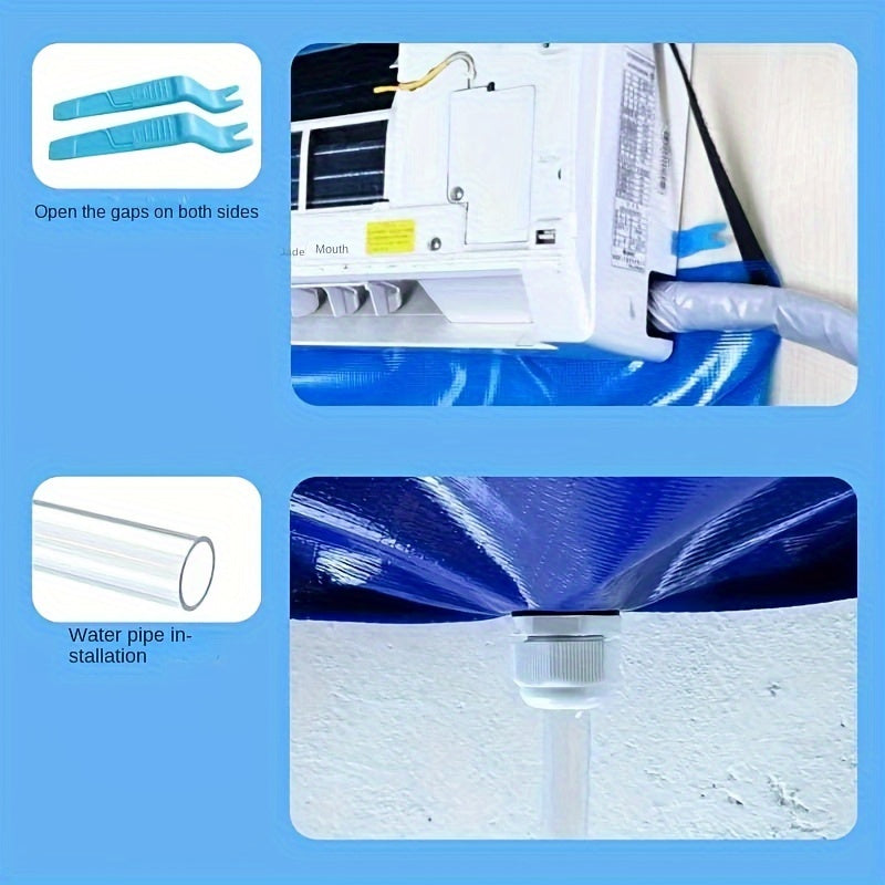 Home Use Deluxe Air Conditioner Cleaning Kit Includes Thickened Dust Cover (95/130cm), Water Bag, Brush, and Towel Set