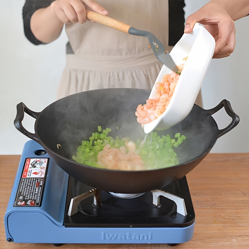 Large Cast Iron Wok with Double Handles and Wooden Lid - Thickened Uncoated Stir Fry Pan suitable for Induction, Gas, and Electric Stovetops - Classic Iron Wok paired with Pine Wood Lid