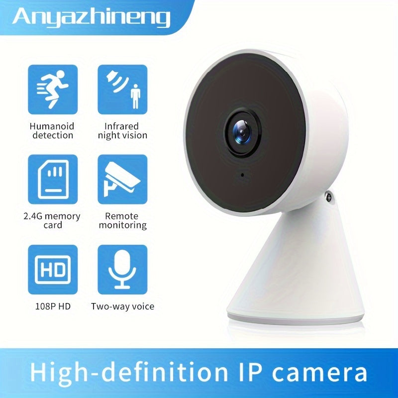 1080P HD WiFi Security Camera by Anyazhineng - Smart Home Webcam with Two-Way Audio, Infrared Night Vision, and Mobile Remote Viewing for Enhanced Safety