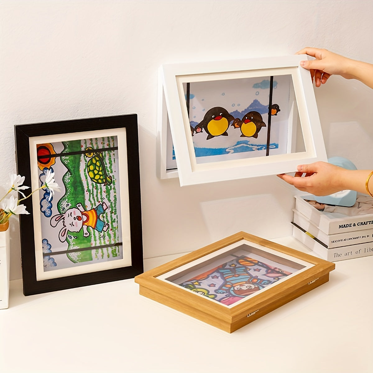 Children's craft kit includes a DIY painting collection box, a magnetic photo frame, and a wall hanging A4 size photo frame.