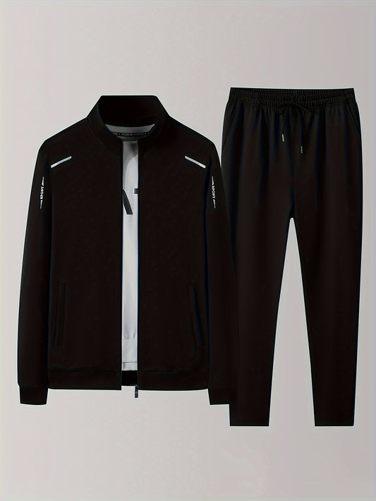 Men's Spring and Autumn Zipper Cardigan with Stand-up Collar Casual Sports Suit