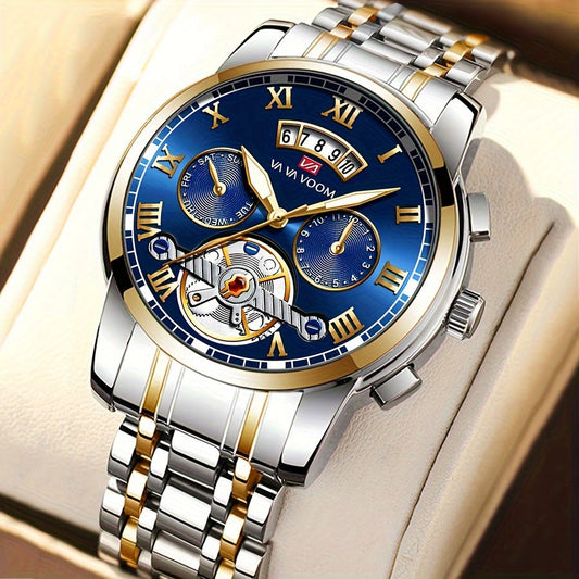 Men's Fashion Sports Watch with Calendar Window Quartz Movement, Perfect for Casual and Business Attire, Great Option for Holiday Gifting.