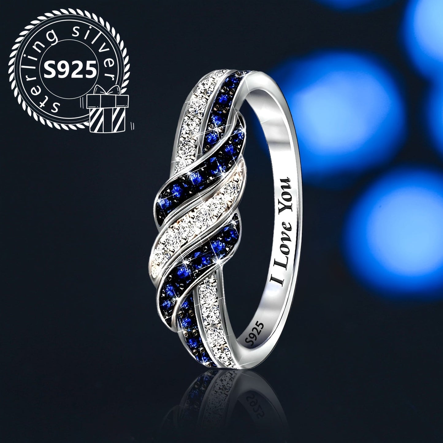 A timeless fashion ring for women with a twist, featuring a light luxury style. Made with 2.7g of 925 silver and adorned with synthetic zirconium stones, this elegant piece is perfect for banquets, weddings, engagements, and anniversary celebrations.