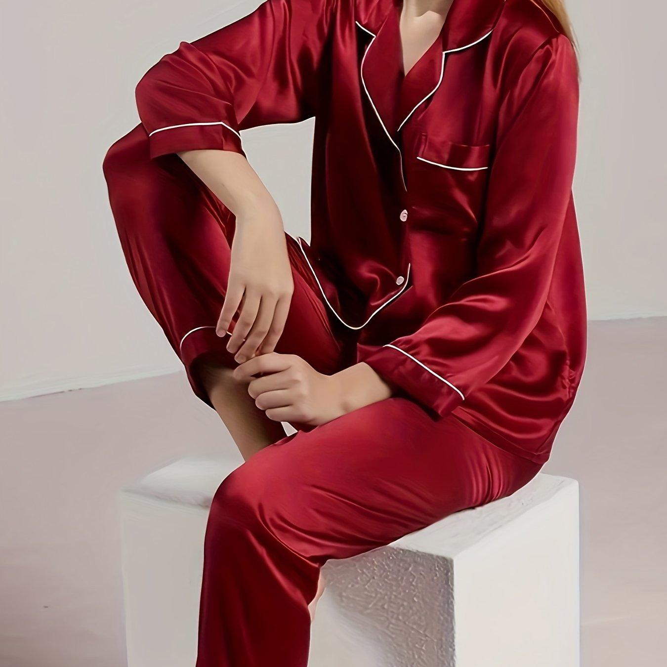 New women's color cardigan pajama set for autumn.