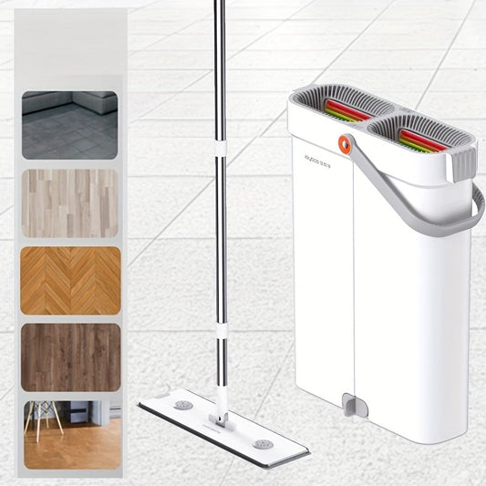 Get your hands on the Joybos Hands-Free Long Pole Mop and Bucket Set featuring a stainless steel and plastic construction. This dual-use mop is perfect for both wet and dry cleaning, with a scratch-free rotating mop head. Ideal for cleaning cars, glass